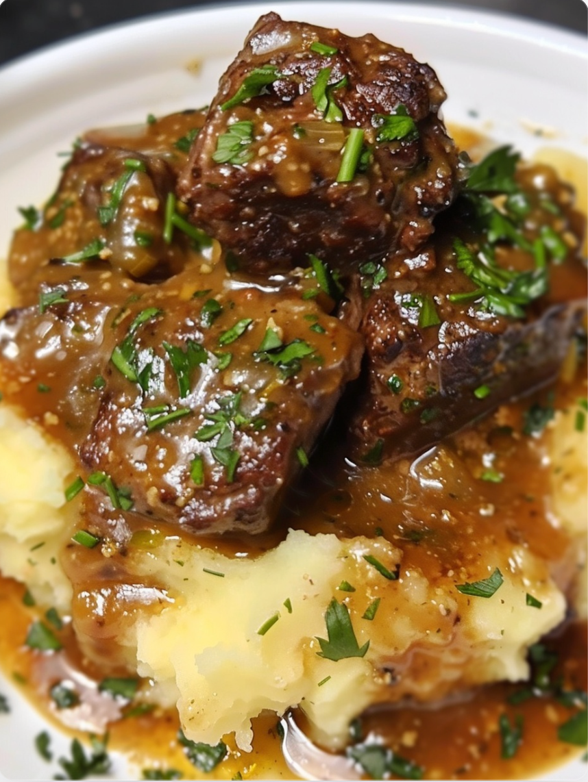 Savory Beef & Gravy over Mashed Potatoes