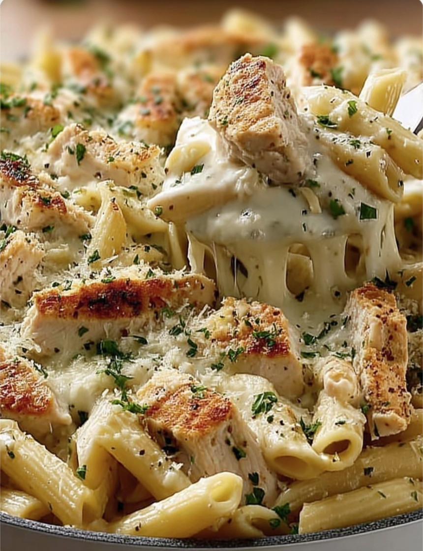 Garlic Parmesan Chicken Pasta Bake