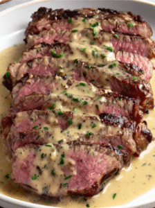 Juicy Steak with Creamy Garlic Sauce