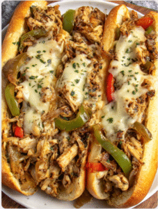 Chicken cheesesteak sandwiches