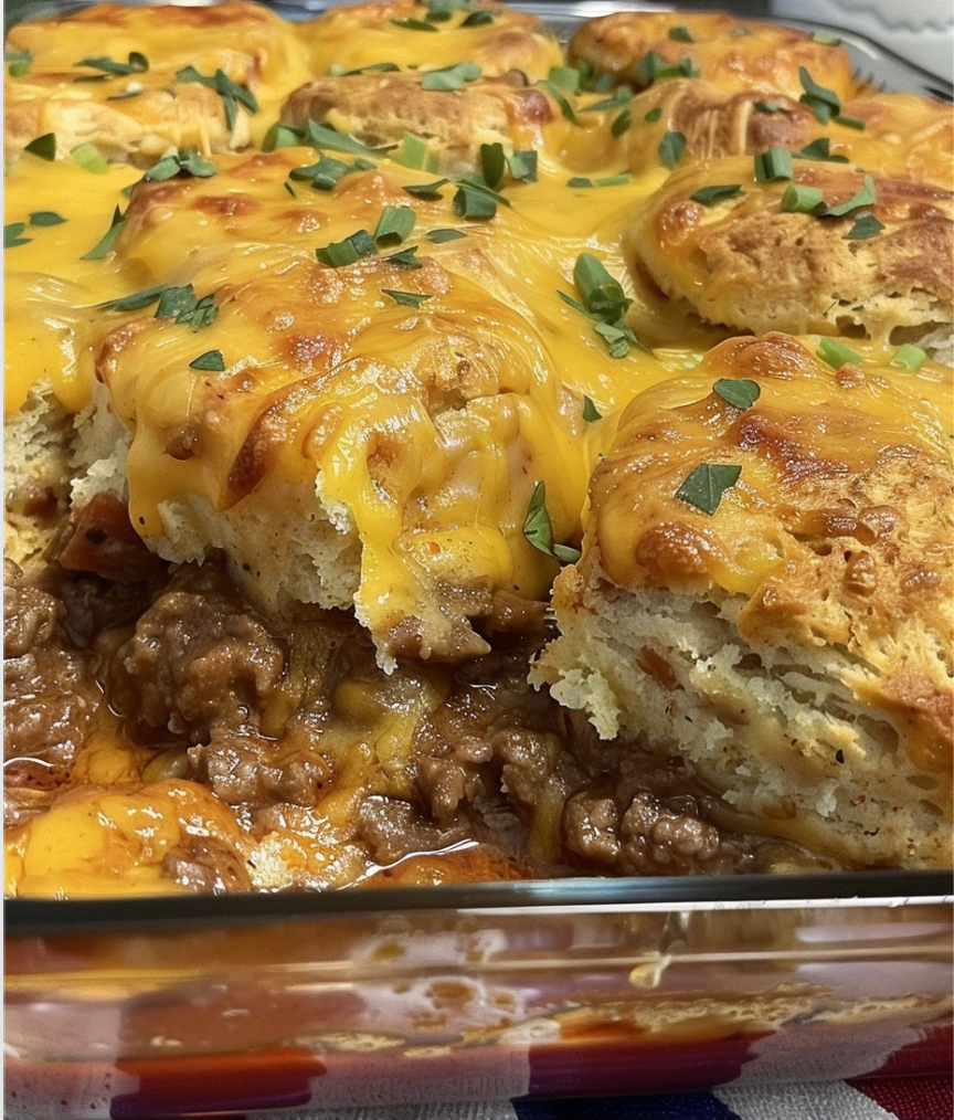 Cheesy Biscuit & Beef Bake