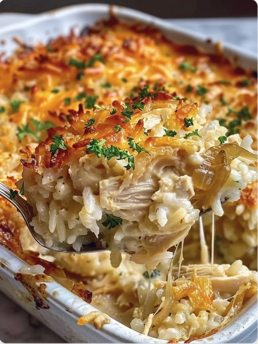 French Onion Chicken Rice Casserole