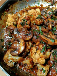 Garlic Cauliflower and Mushrooms