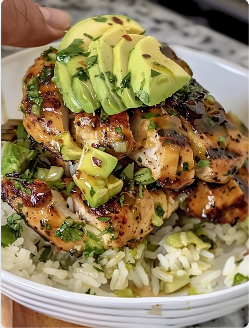 Honey Lime Chicken & Avocado Rice Stack