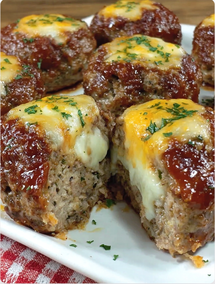 Cheesy Stuffed Meatloaf Bites