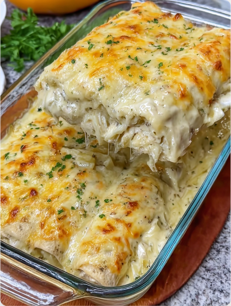 Jalapeño Popper Cheesy Chicken Enchiladas with Creamy Sauce