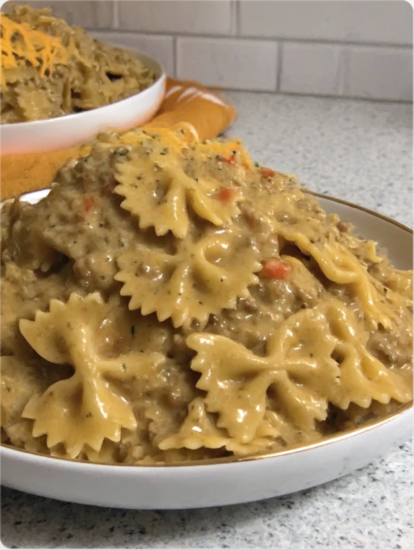 Creamy Velveeta Beef Pasta with Bowtie Noodles