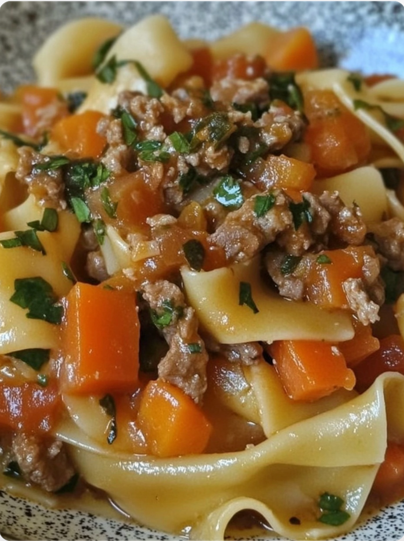 Hearty Beef & Veggie Ribbon Pasta