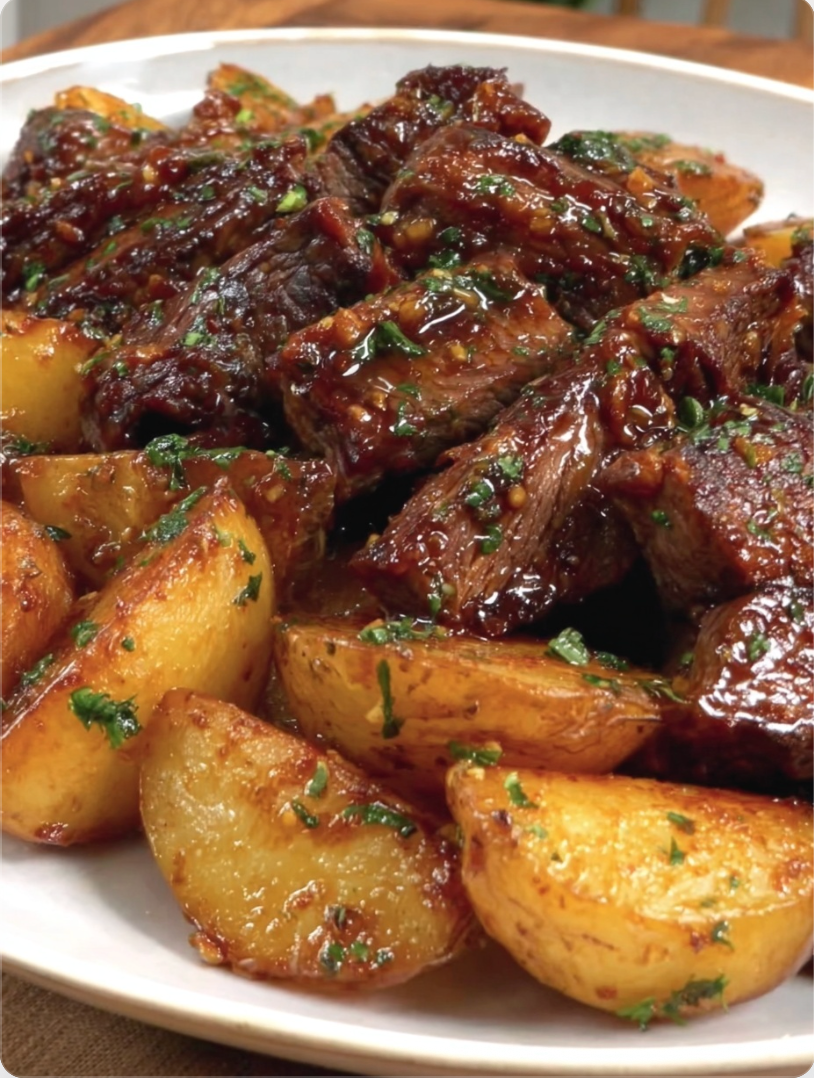 Honey Beef with Roasted Potatoes Recipe