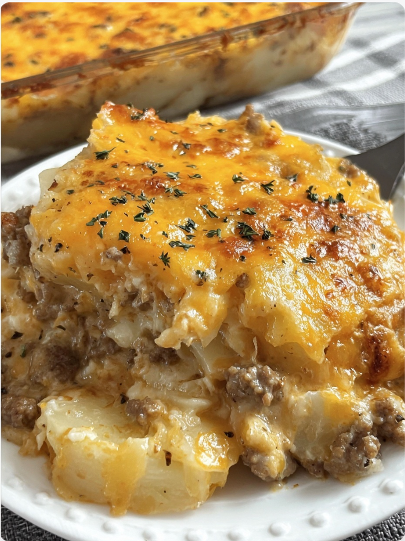 Cheesy Hamburger Potato Casserole..
