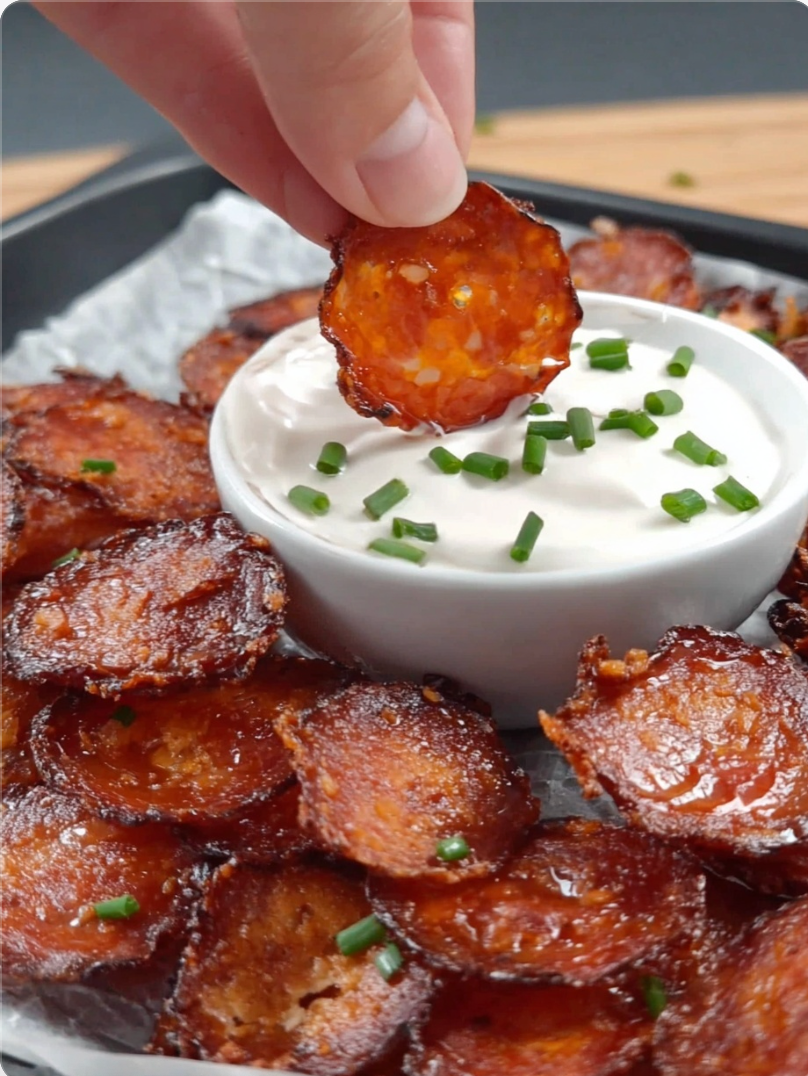 Air Fryer Pepperoni Chips