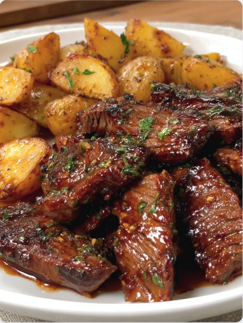 Honey Beef with Roasted Potatoes Recipe