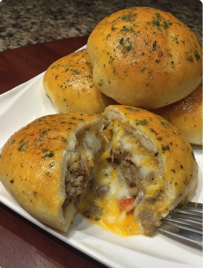 Cheesy Beef Stuffed Buns