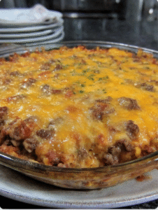 Loaded Cowboy Cheeseburger Casserole