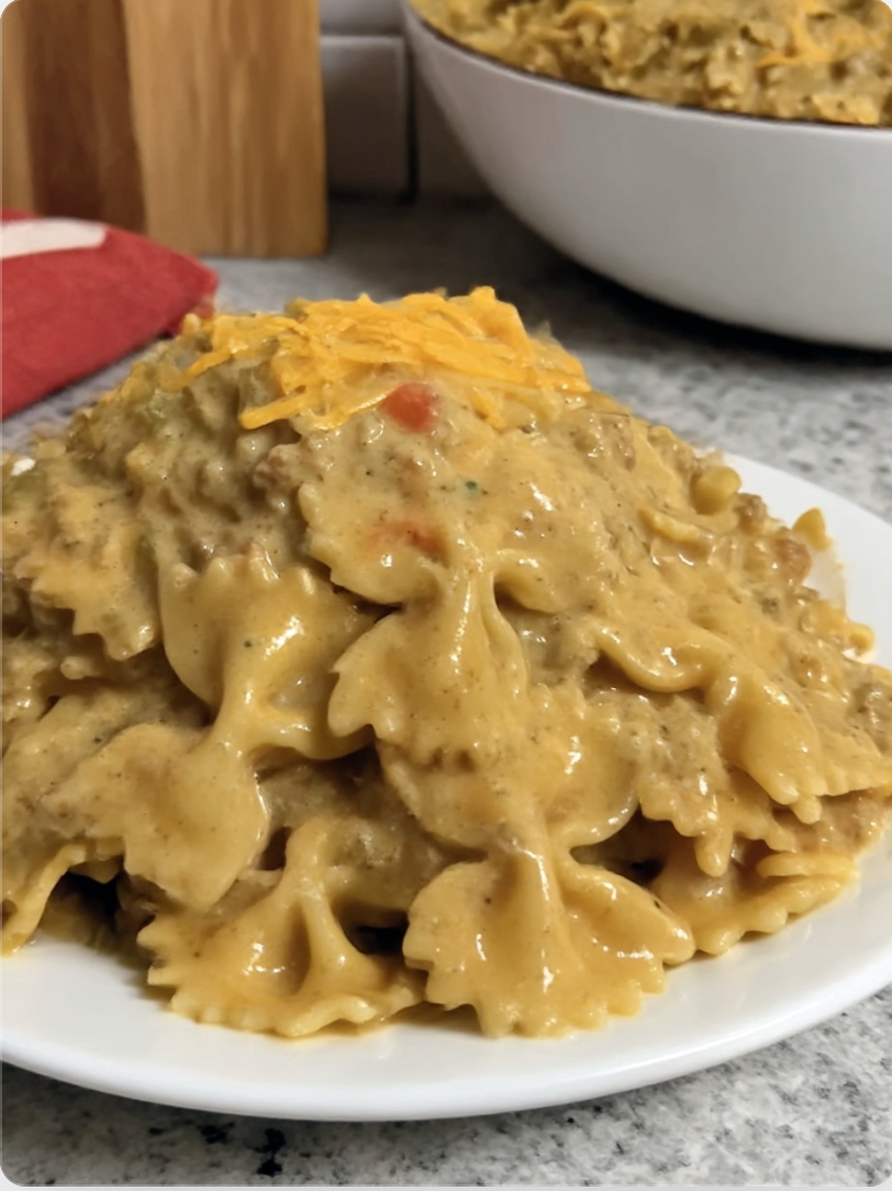 Creamy Velveeta Beef Pasta with Bowtie Noodles