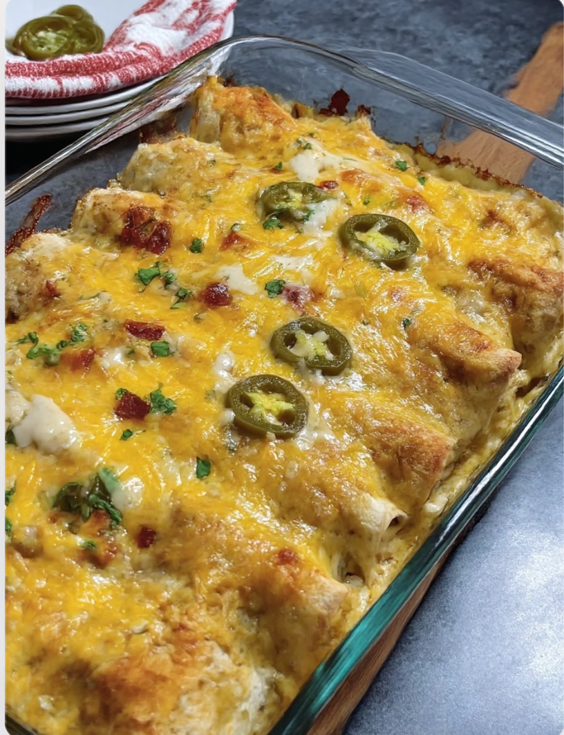 Jalapeño Popper Cheesy Chicken Enchiladas with Creamy Sauce