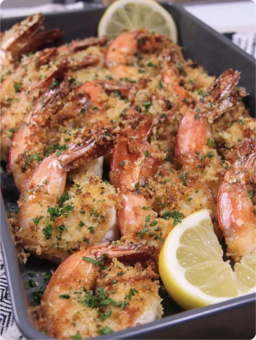 15minute Garlic Parmesan Baked Shrimp