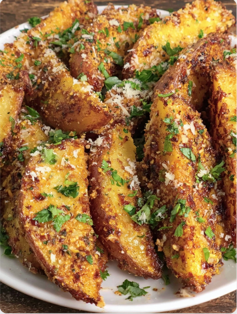 Crispy Garlic Parmesan Potato Wedges