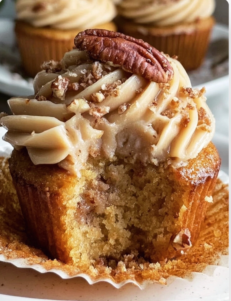 Pecan Pie Cupcakes with Brown Sugar Frosting