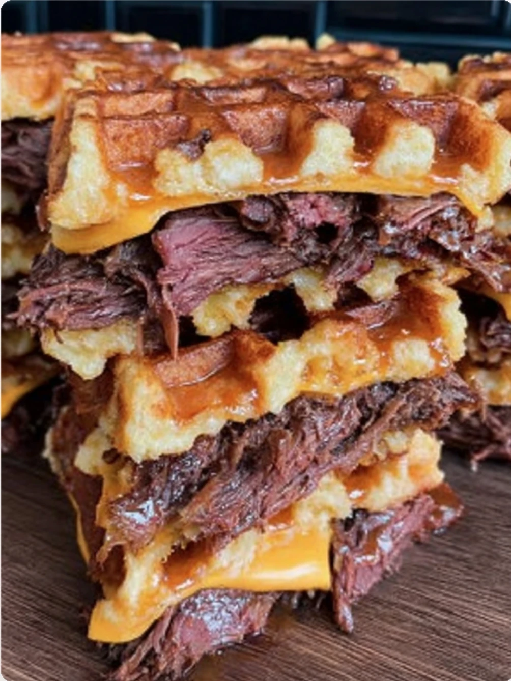 Bourbon-Maple Brisket Grilled Cheese Wafflewich