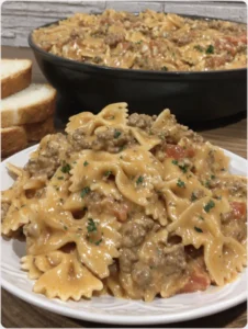 Cheesy Garlic Butter Beef Bowtie Pasta Bliss