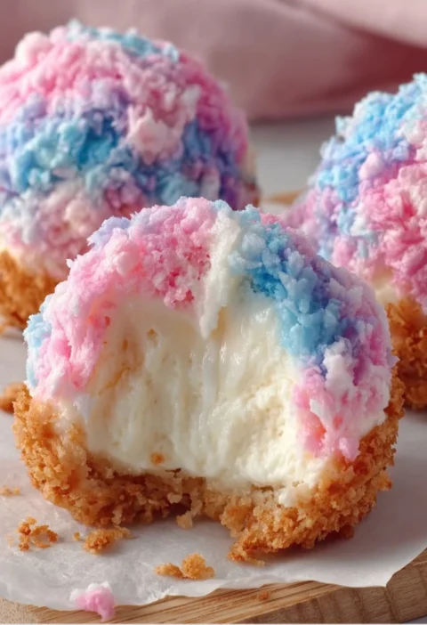 Crispy Cotton Candy Cheesecake Bombs Recipe
