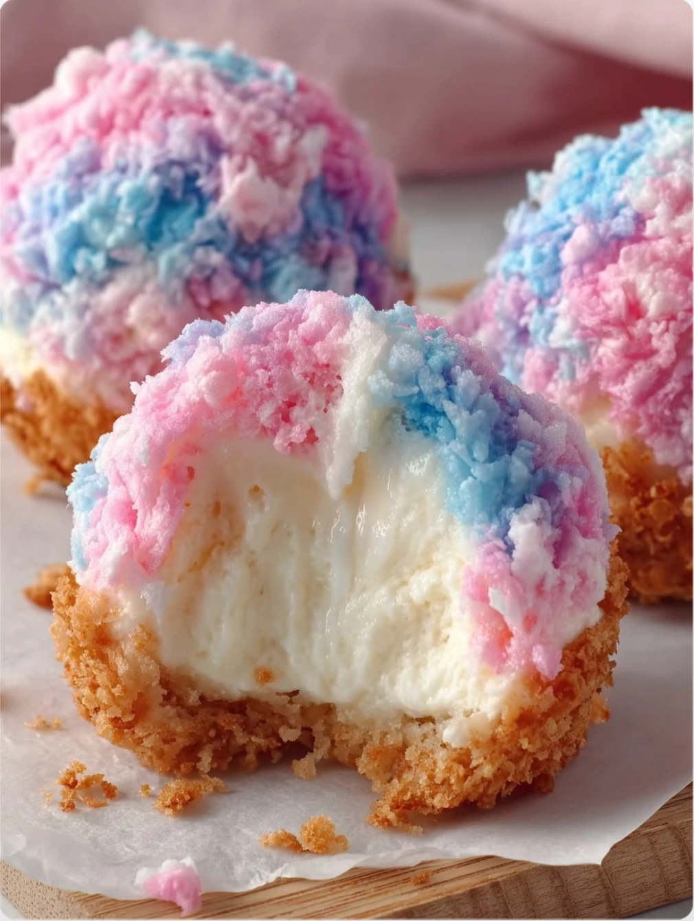 Crispy Cotton Candy Cheesecake Bombs Recipe