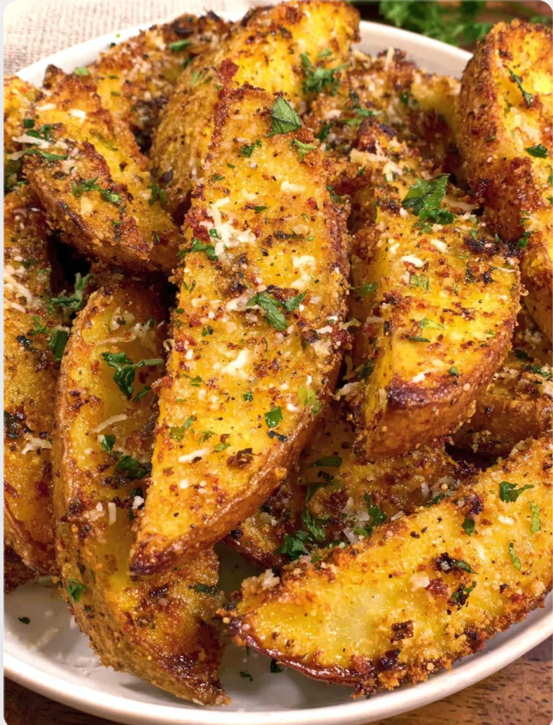 Crispy Garlic Parmesan Potato Wedges