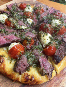 ✨ Chimichurri Steak Pizza with Fresh Mozzarella & Asiago