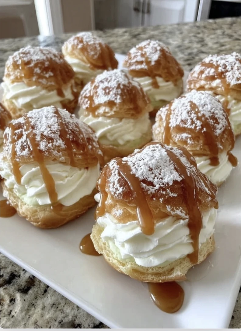Keto Cream Puffs with Caramel Drizzle
