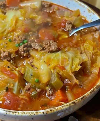 Hearty Bowl Meaty Cabbage Soup
