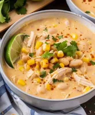 Steaming Bowl Cajun White Chicken Chili