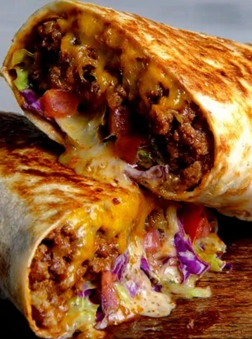 Warm Homemade Nacho Cheese Beef Wrap