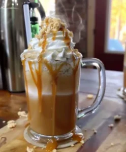 A warm mug of homemade Butterbeer
