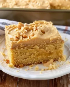 A warm peanut butter sheet cake