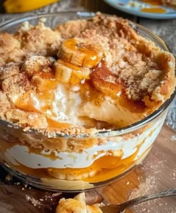 A warm southern banana cobbler