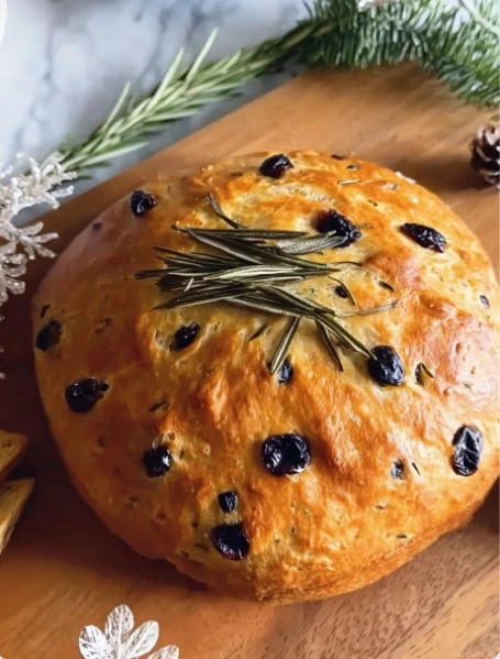 Aromatic Rustic Rosemary Cranberry Bread Olive Oil Sea
