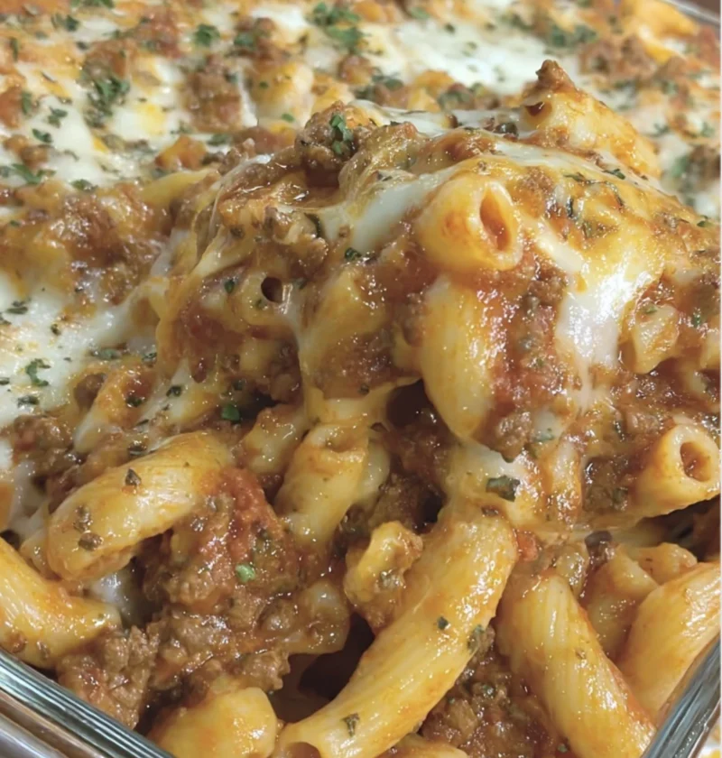 Cheesy Homemade Beefaroni Bake