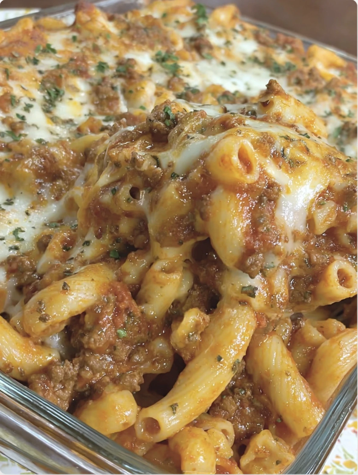 Cheesy Homemade Beefaroni Bake