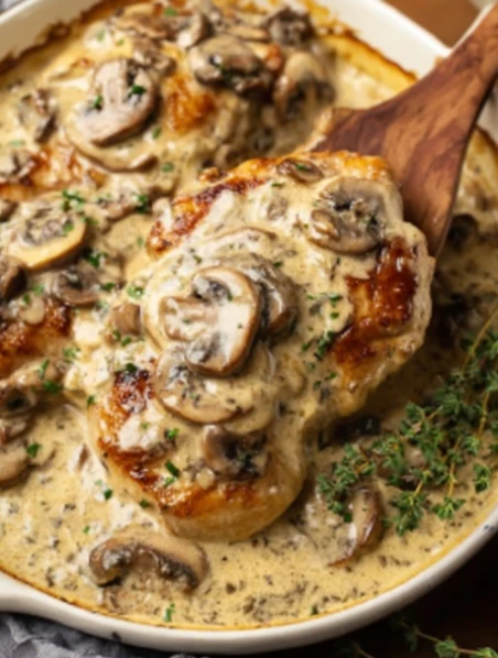 Cozy Creamy Chicken Mushroom Bake