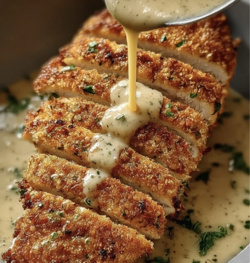 Creamy Garlic Parmesan Crusted Chicken