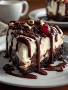 🍫🍨 Decadent & Gooey Hot Fudge Sundae Brownie Cheesecake