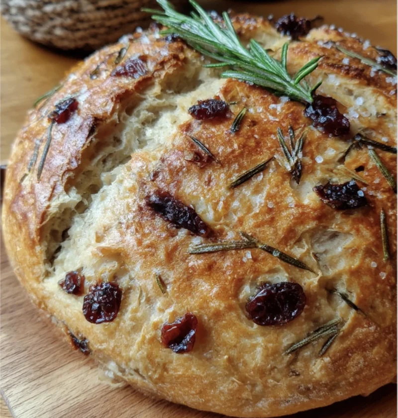 Noknead Cranberry Rosemary Bread