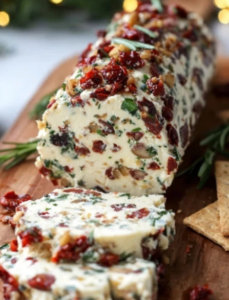 Festive Holiday Antipasto Cream Cheese Log