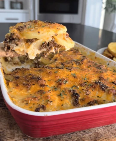 Hearty Cheesy Ground Beef Potato Casserole