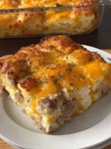 🍳🥔 Hearty & Savory Biscuits and Gravy Hashbrown Breakfast Casserole