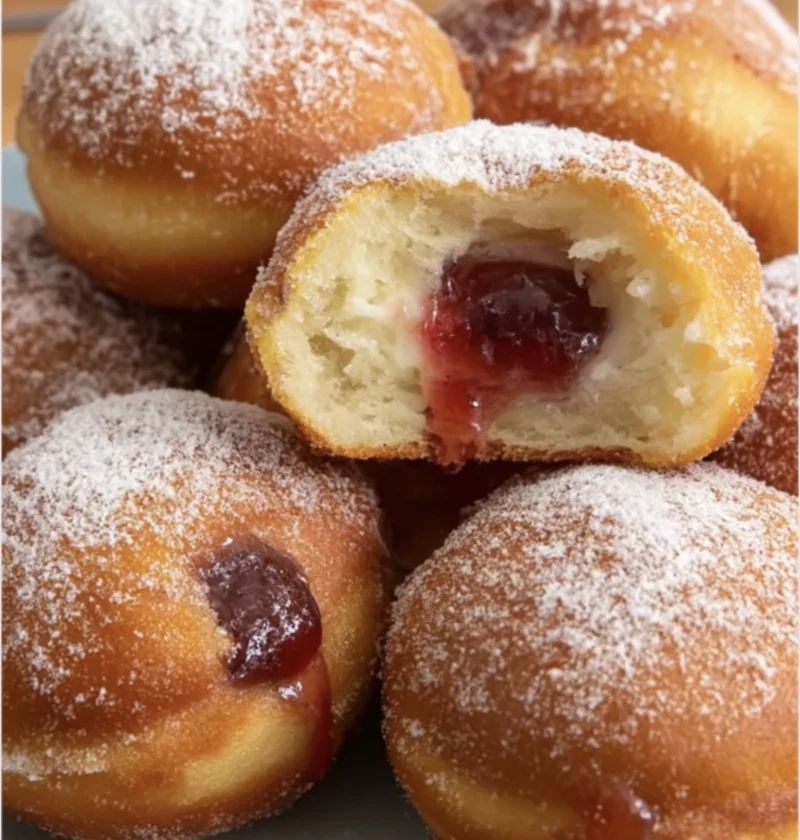Homemade Berliner Doughnuts Jam Filling