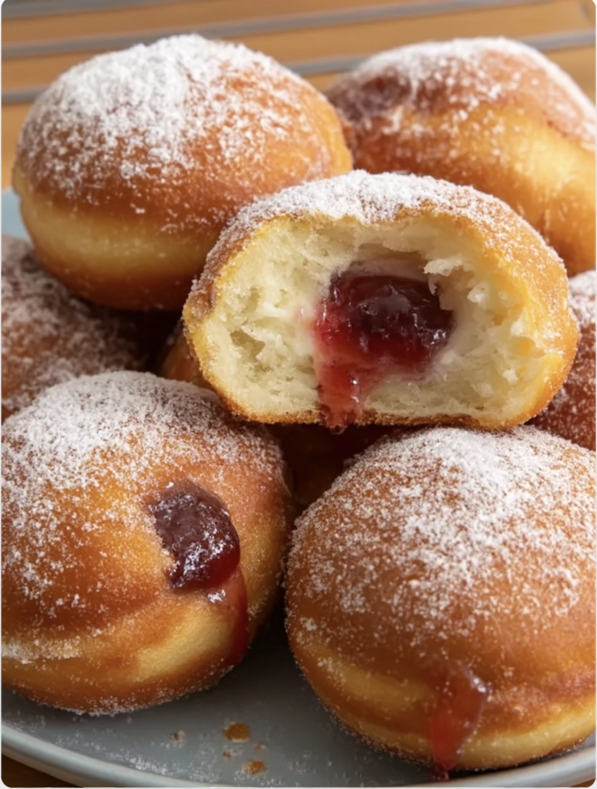Homemade Berliner Doughnuts with Jam Filling