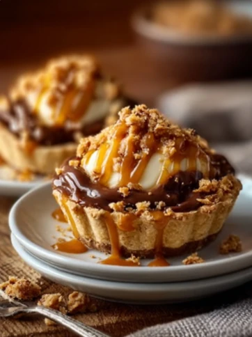 Indulgent Crunchy Butterfinger Caramel Crunch Mini Pies