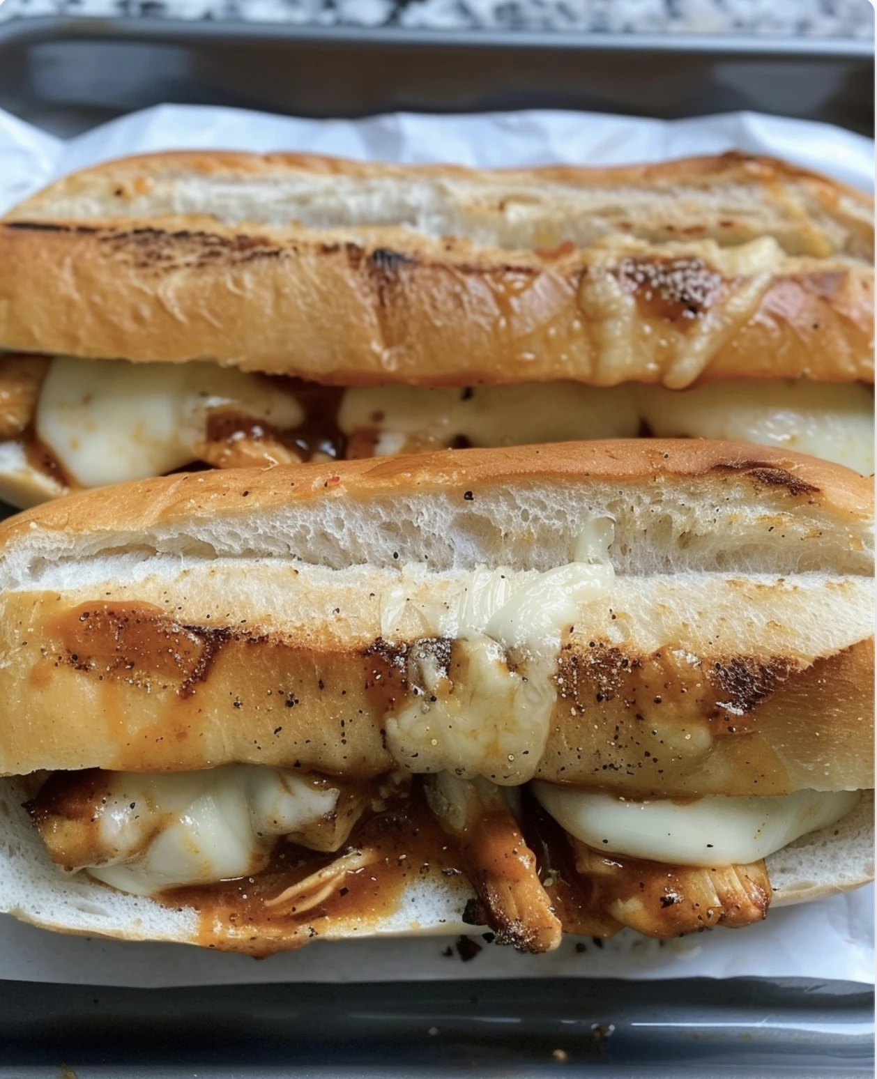 Mozzarella BBQ Chicken Grilled Sandwiches
